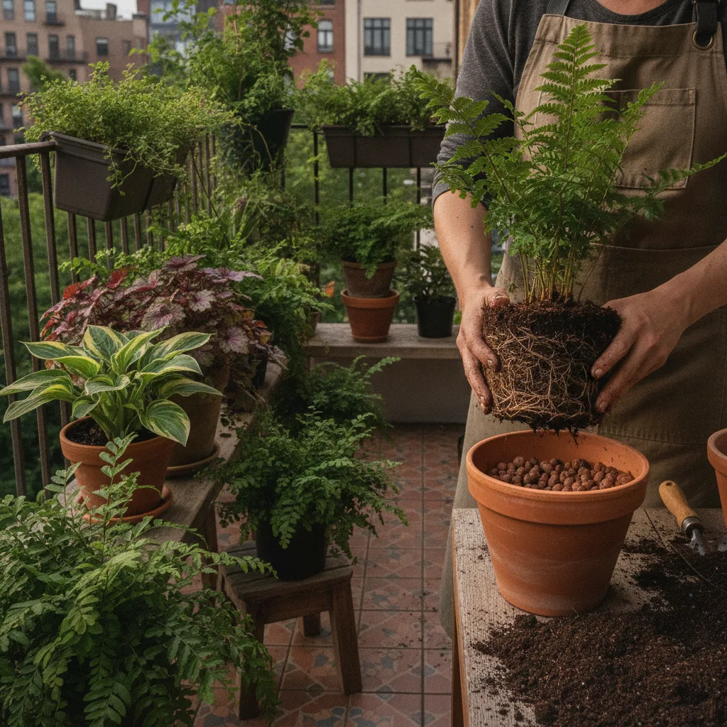 Balcon ombragé en pot : le rempotage et le substrat qui font la différence