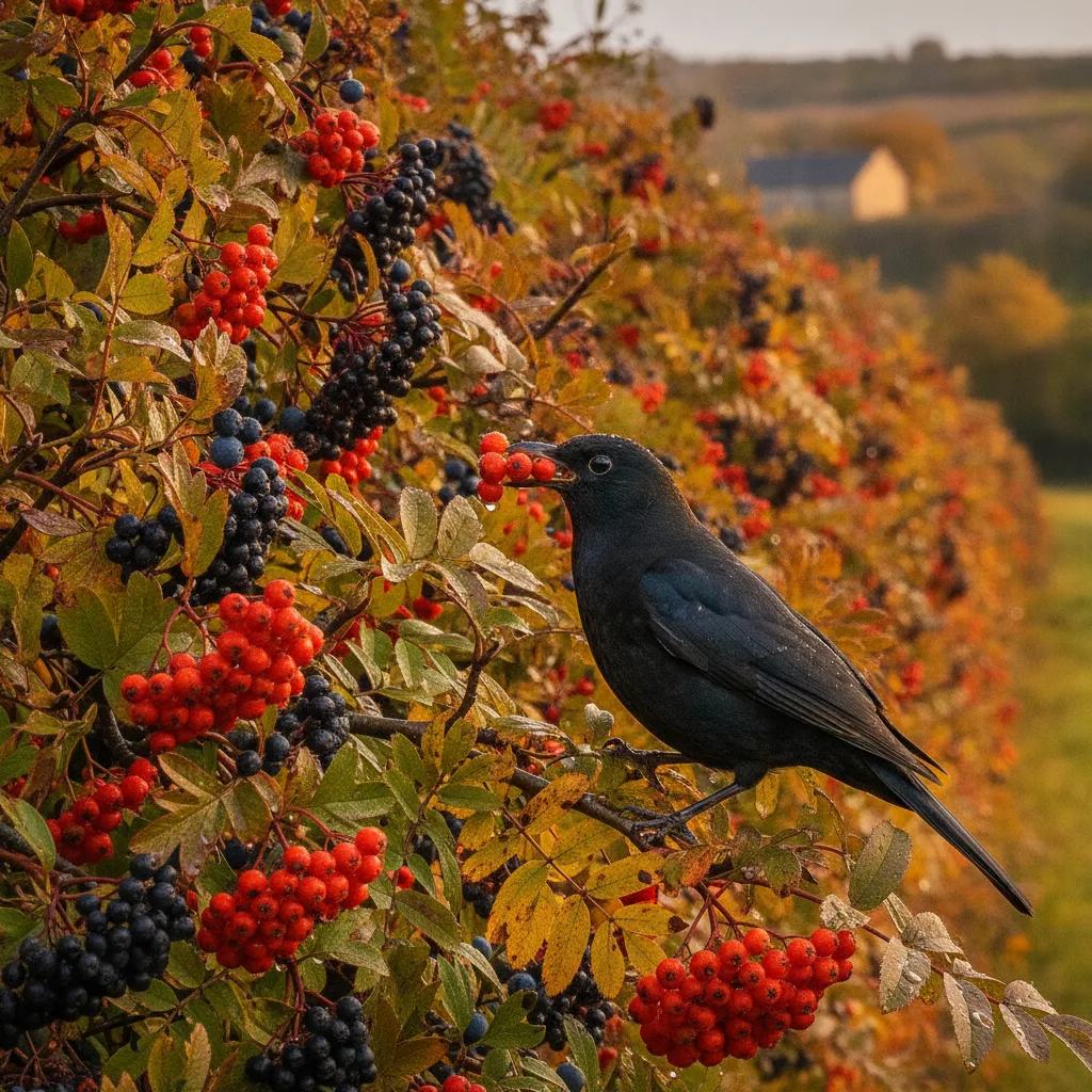 Haie champêtre : les baies d'automne qui nourrissent les oiseaux