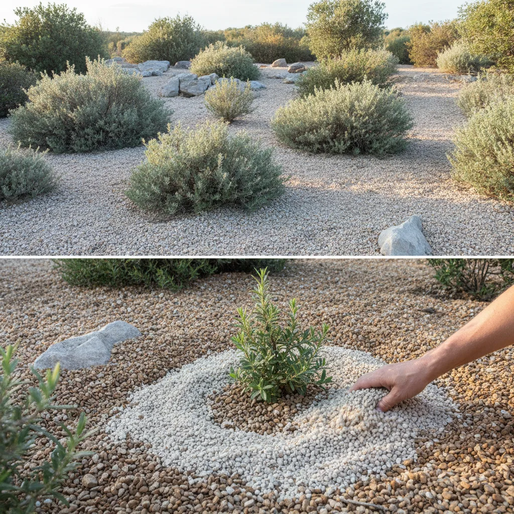 Jardin chaparral : gérer le sol et le paillage minéral en septembre
