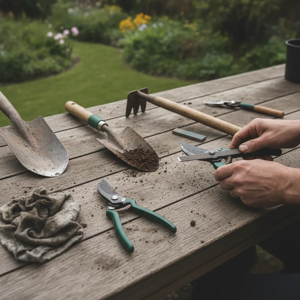 Outils de jardin en juin : affûtage, nettoyage et stockage entre deux utilisations