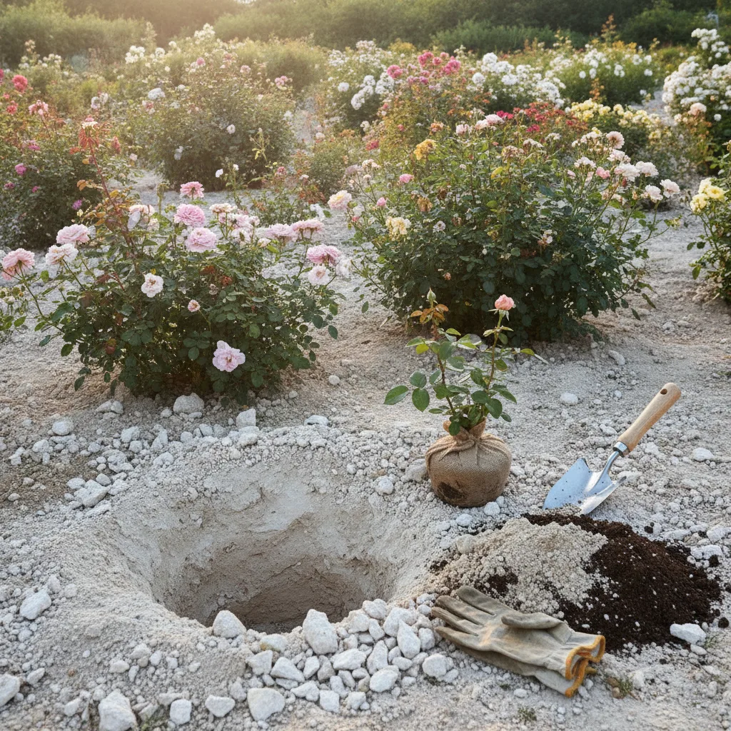 Planter un rosier en sol calcaire : la fosse et l'eau qui font la reprise