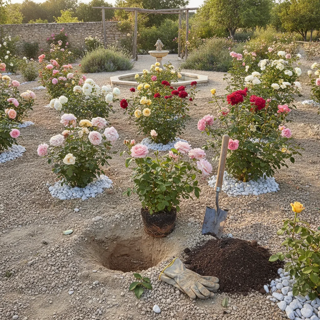 Planter un rosier en sol calcaire : la fosse et l'eau qui font la reprise